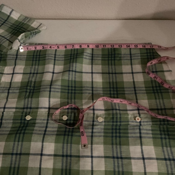 Weatherproof “Vintage” Shirt Short Sleeve Washable Linen Green Plaid Men’s Med - Picture 4 of 9